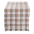 Design Imports 14 x 72 in. Stone Heavyweight Check Fringed Table Runner CAMZ10443